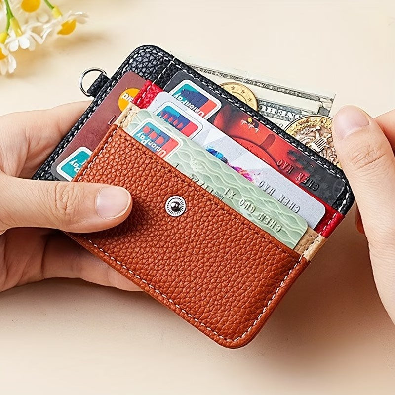 Women’s Rectangular Credit Card Holder with Snap Fastener